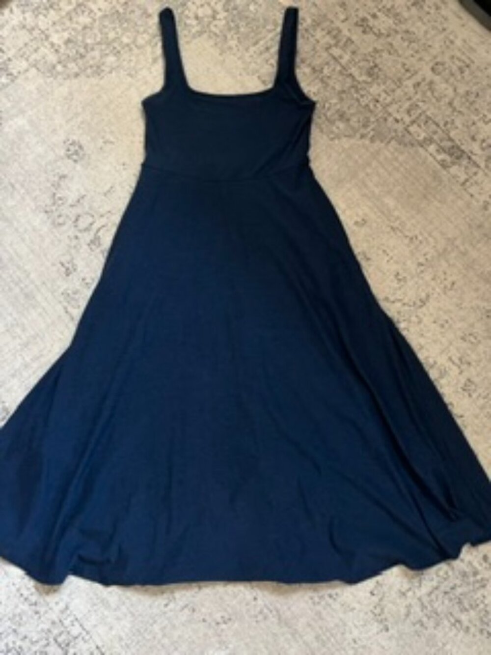 Beyond Yoga Square Neck Navy Midi Dress Women's S